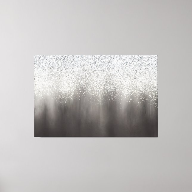 Lienzo Pintura abstracta con brillo ombre blanco y gris (Anverso)