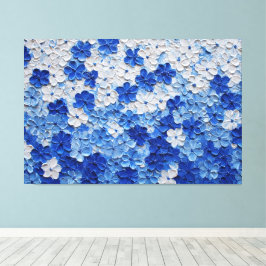 Lienzo Pintura abstracta de flores en azul y blanco con t