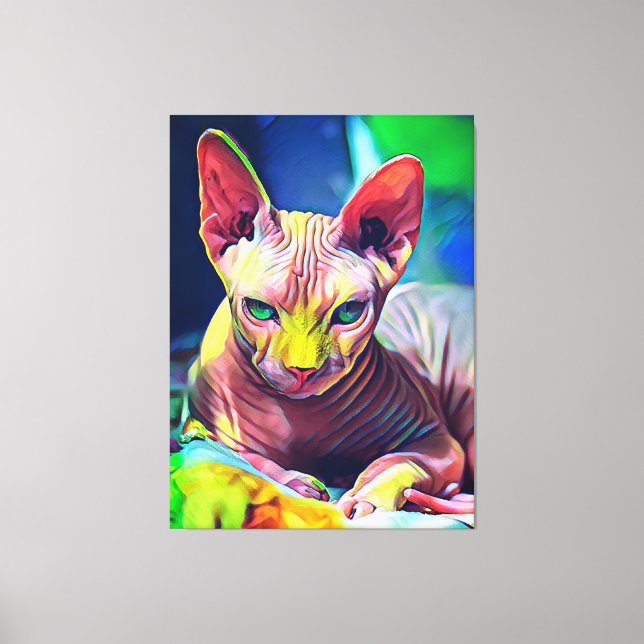Lienzo Pintura abstracta de gatos de Sphynx (Anverso)