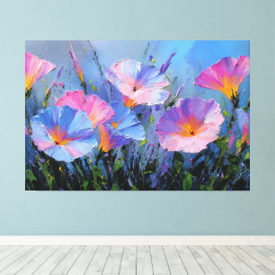 Lienzo Pintura abstracta de gloria de la mañana rosa y az