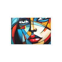 Pintura abstracta de la cara de una mujer