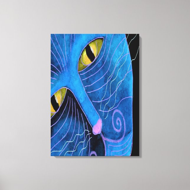 Lienzo Pintura abstracta de la cara del gato azul (Anverso)