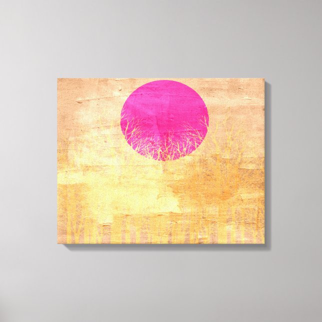 Lienzo Pintura abstracta de la puesta del sol (Anverso)