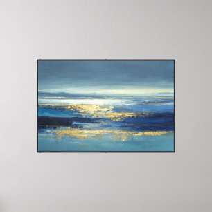 Lienzo Pintura abstracta de paisaje marino con reflejos d