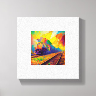 Lienzo pintura abstracta de trenes