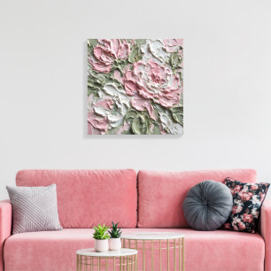 Lienzo Pintura abstracta floral con impasto - Rosa rubor