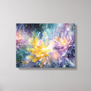 Lienzo Pintura abstracta floral vibrante con explosión