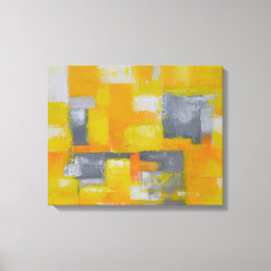 Lienzo pintura abstracta gris amarillo blanco