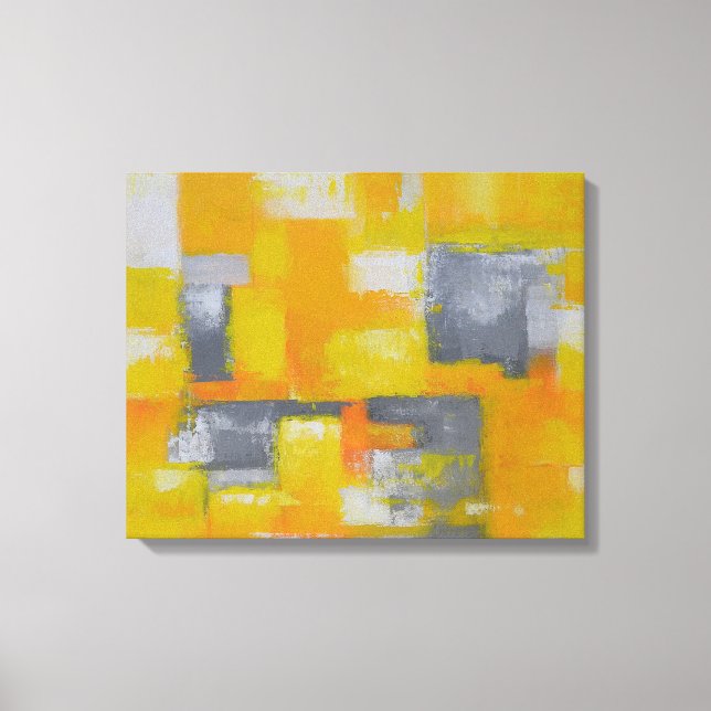 Lienzo pintura abstracta gris amarillo blanco (Anverso)