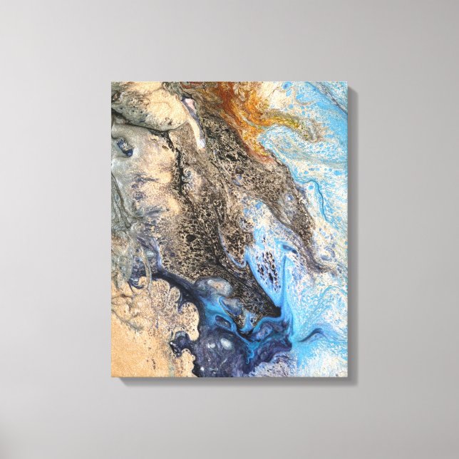 Lienzo Pintura abstracta moderna de Faux blancos de oro a (Anverso)