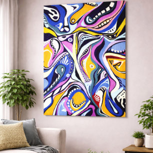 Lienzo Pintura abstracta moderna y audaz con espirales co