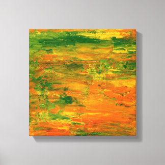 Lienzo Pintura abstracta verde y naranja