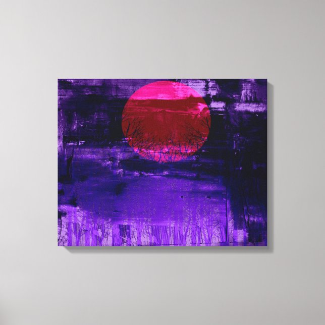 Lienzo Pintura abstracta violeta del atardecer 2 (Anverso)