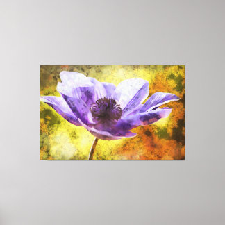 Lienzo Pintura acrílica de flores de anémona malva