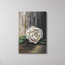 Pintura Acrílica de Rosa Blanca