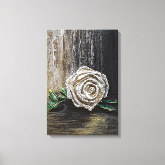 Lienzo Pintura Acrílica de Rosa Blanca
