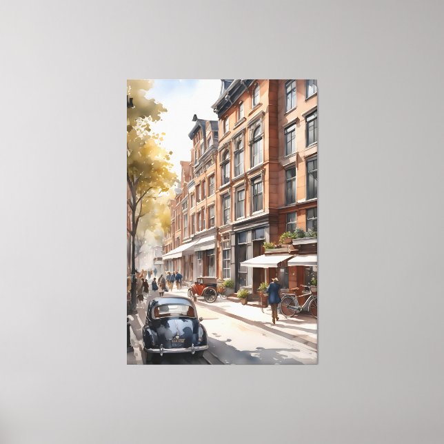 Lienzo pintura acuarela de Amsterdam (Anverso)