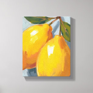 Lienzo Pintura Acuarela de Limones Amarillos Cítricos
