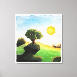 Lienzo pintura acuarela fantástico paisaje de la naturale