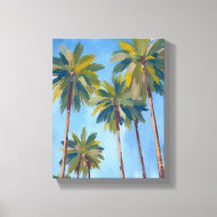 Lienzo Pintura Acuarela Tropical de Palmeras