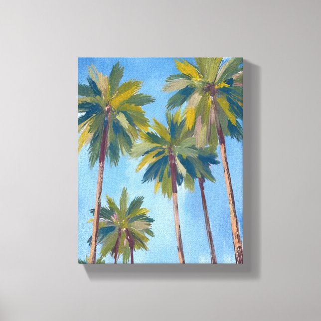 Lienzo Pintura Acuarela Tropical de Palmeras (Anverso)