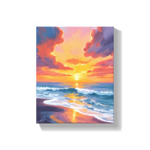 Pintura al Acuarela de la Puesta de Sol en la Play