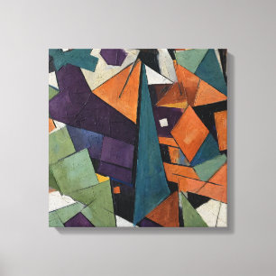 Lienzo Pintura al óleo cubista geométrica abstracta -