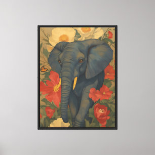 Lienzo Pintura al óleo de elefante surrealista vintage ar