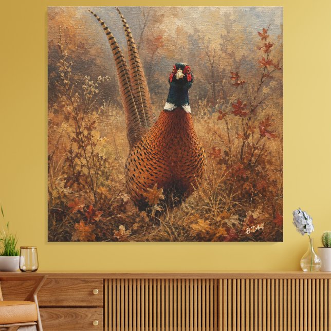 Lienzo Pintura al óleo de faisán de otoño (Insitu (Sala de estar))