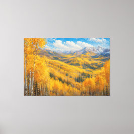 Lienzo Pintura al óleo de montaña de Aspen dorado