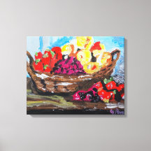 Pintura al óleo de Naturaleza Muerta con Cesta de