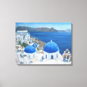 Lienzo Pintura al óleo de Santorini Oia