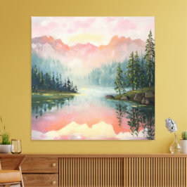 Lienzo pintura al óleo de Sunrise Over the Mountains.