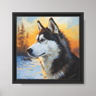 Lienzo Pintura al óleo majestuosa del perro Husky - Paseo