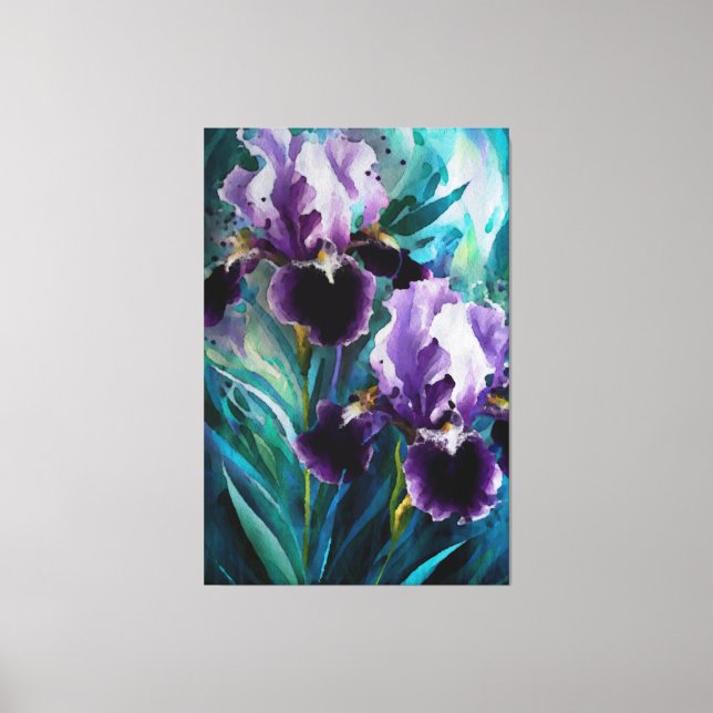 Lienzo *~* Pintura AP84 de la flor iris púrpura (Anverso)