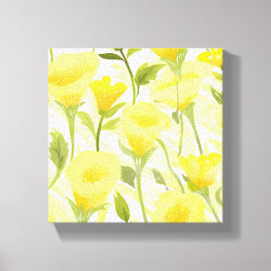 Lienzo Pintura Aquarela Floral Amarilla