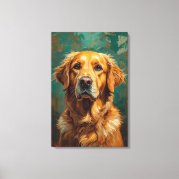 Lienzo Pintura artística de Perro Dorado con aceite vibra