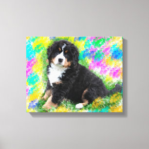 Lienzo Pintura artística en acuarela del perro de montaña