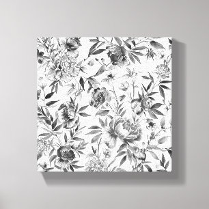 Lienzo Pintura botánica floral de acuarela de chinoiserie