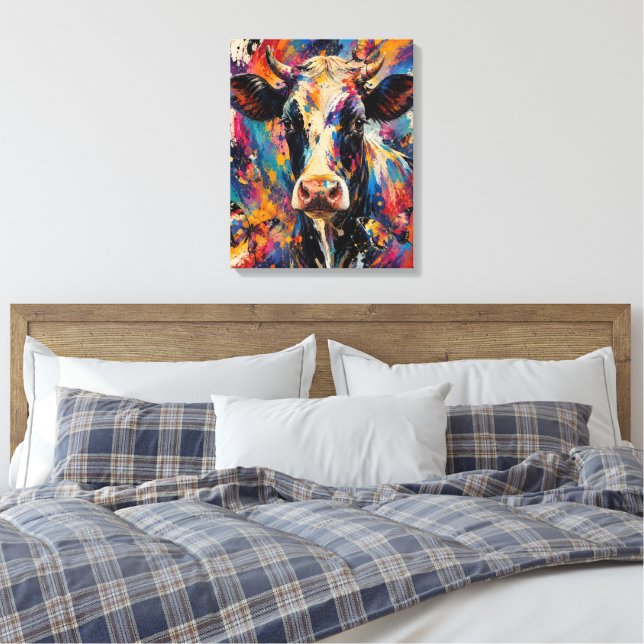 Lienzo Pintura Colorida de Vaca Abstracta con Mariposas (Insitu(Dormitorio))