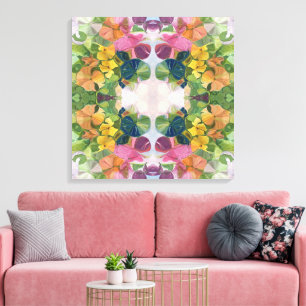 Lienzo Pintura con patrón de acuarela de pétalos de flore
