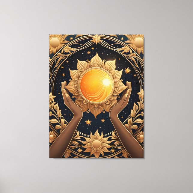 Lienzo pintura con tarot de manos mágicas (Anverso)