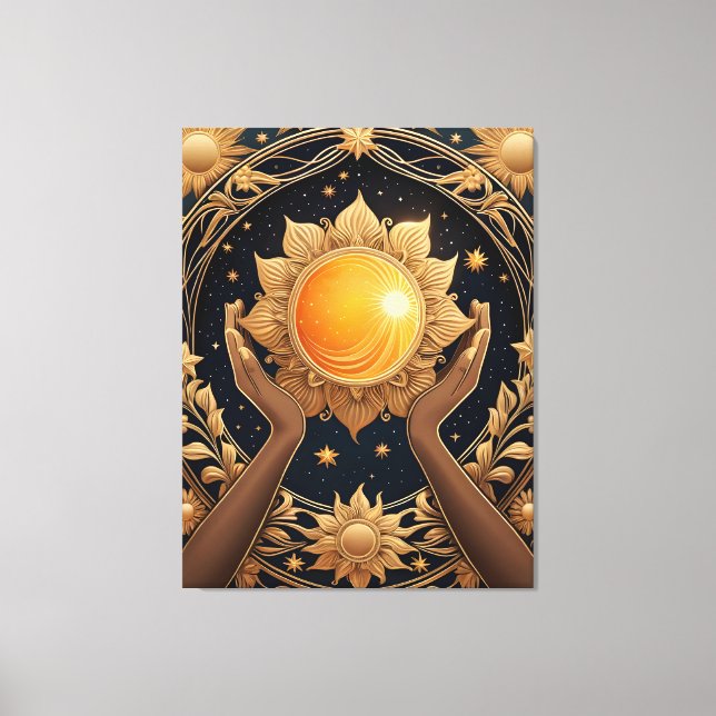 Lienzo pintura con tarot de manos mágicas (Anverso)