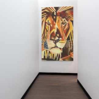 Lienzo Pintura Cubista Moderna De Cabeza De León