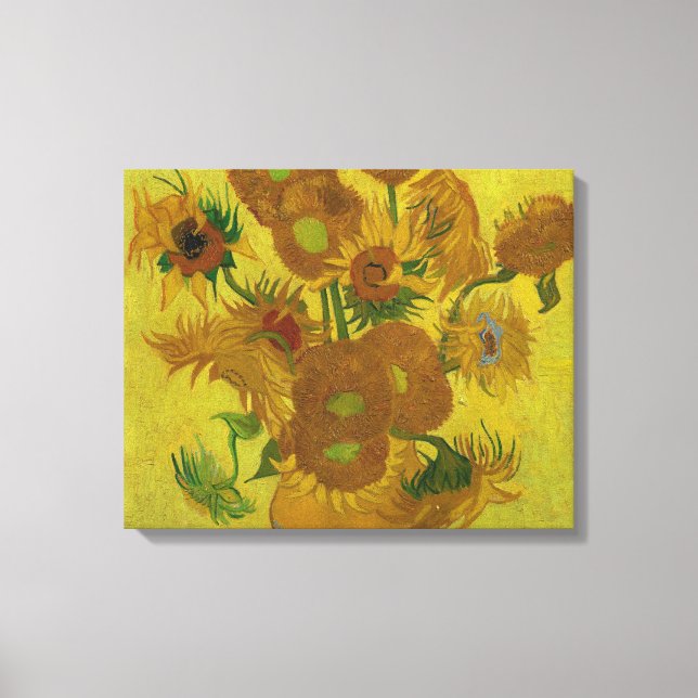 Lienzo Pintura de 15 girasoles de Vincent Van Gogh (Anverso)