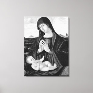 Lienzo Pintura de Aceite Blanco y Negro Madonna y Niño