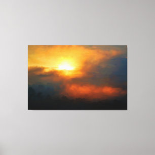 Lienzo Pintura De Aceite De Amanecer Miserado En El Muro 
