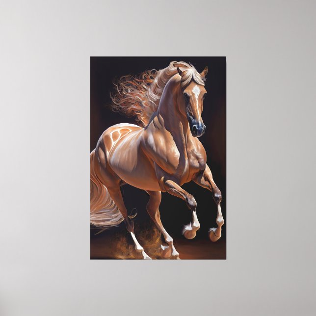 Lienzo Pintura de Aceite de Caballo de Lusitano (Anverso)