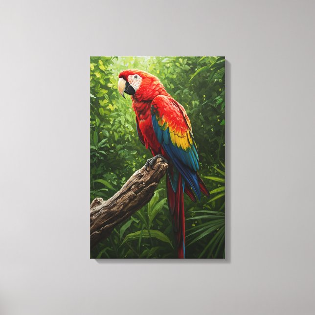 Lienzo Pintura de aceite de escarlata de Macaw (Anverso)