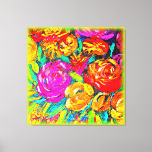 Lienzo Pintura De Aceite De Flor Colorida. ¡Hazte con una